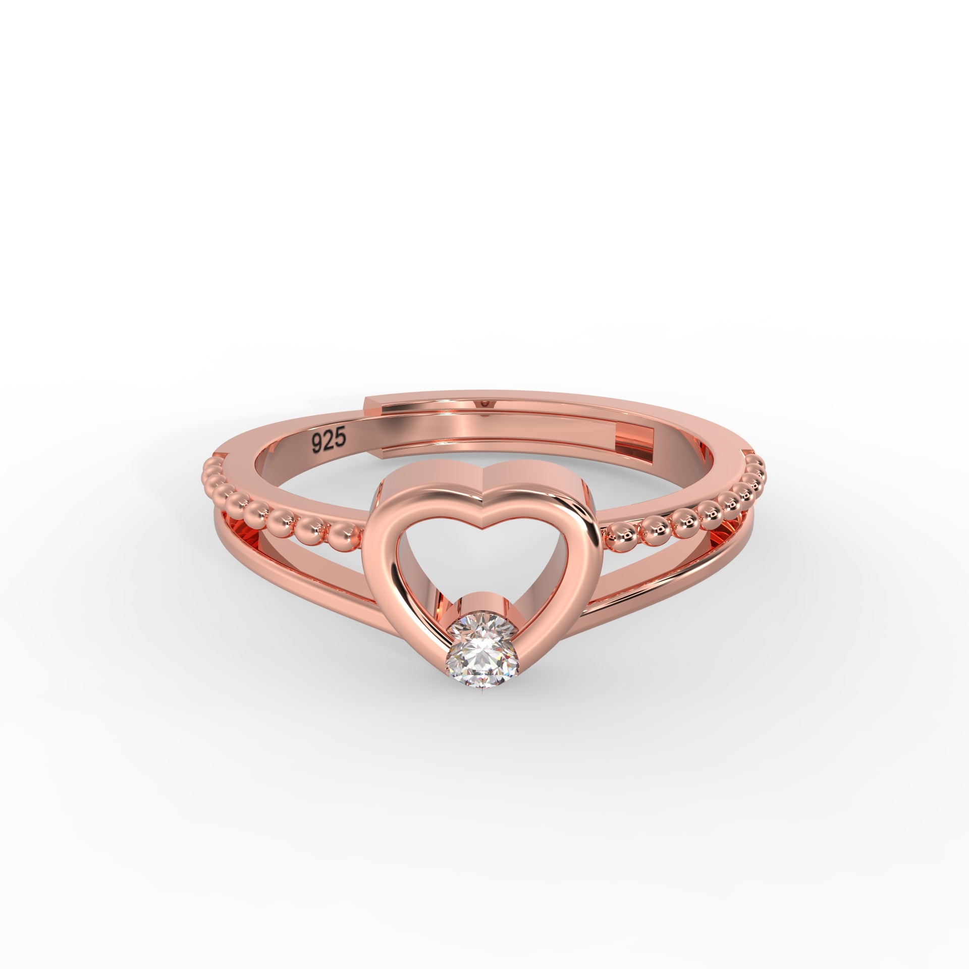 Romantic Heart Solitaire Ring – Sparkling Elegance in 925 Hallmarked Silve by Kesardeep